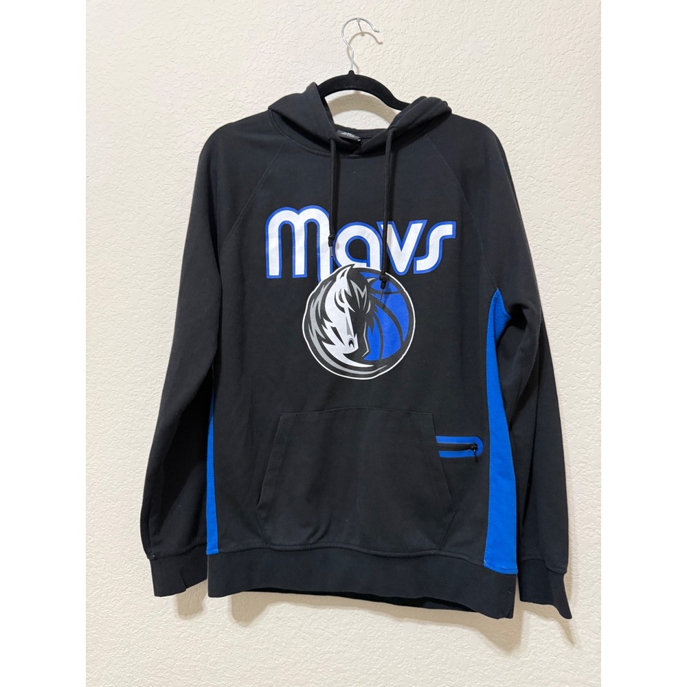 NBA Dallas Mavericks Pullover Hoodie Sweatshirt Black‎ Blue Medium